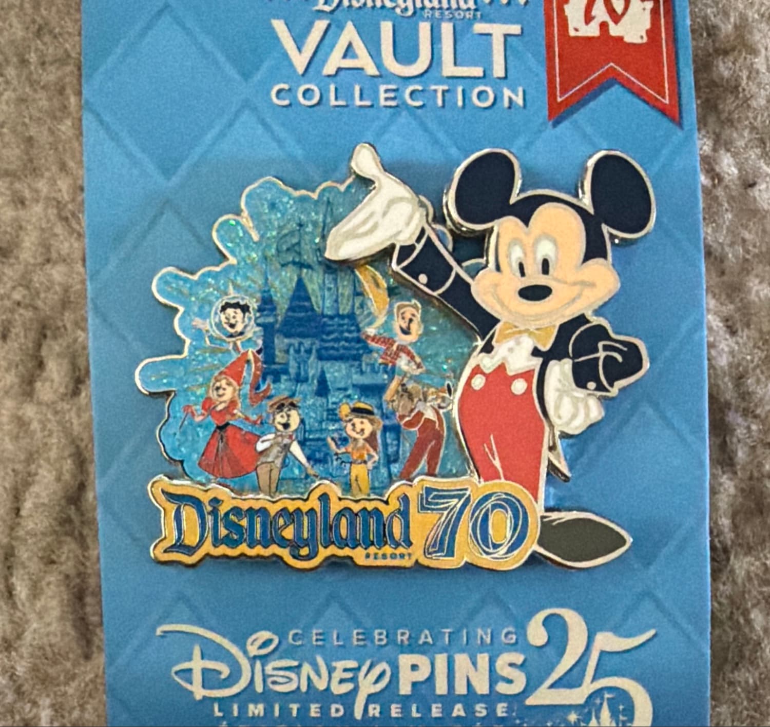 Mickey Mouse Disneyland 70th Anniversary Vault Collection Celebrating 25 Years of Disney Pins Limited Release Pin front