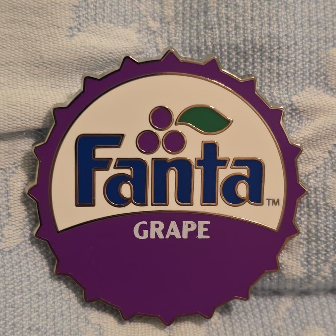 Fanta Grape Logo Bottle Cap Pin front
