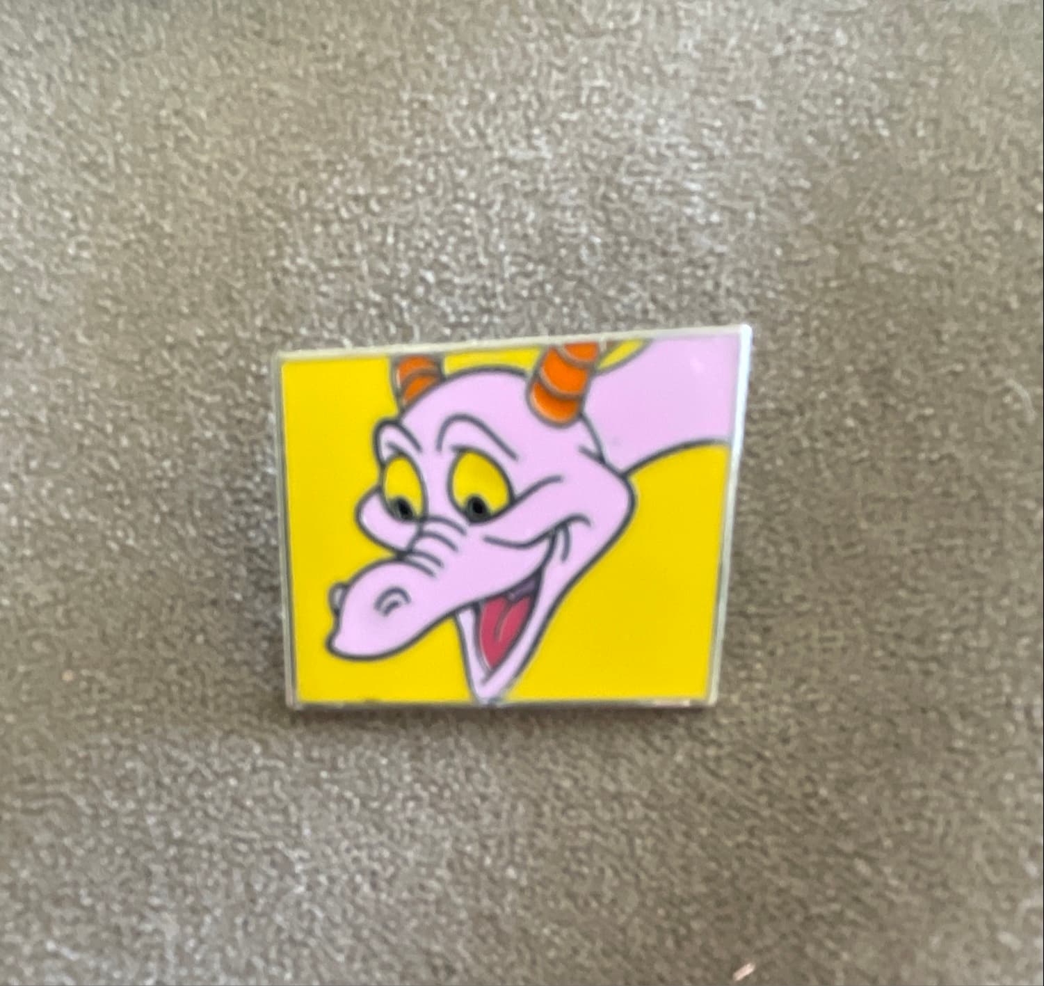 Figment Close Up Mystery Pin - Open Mouth (Yellow Background) front