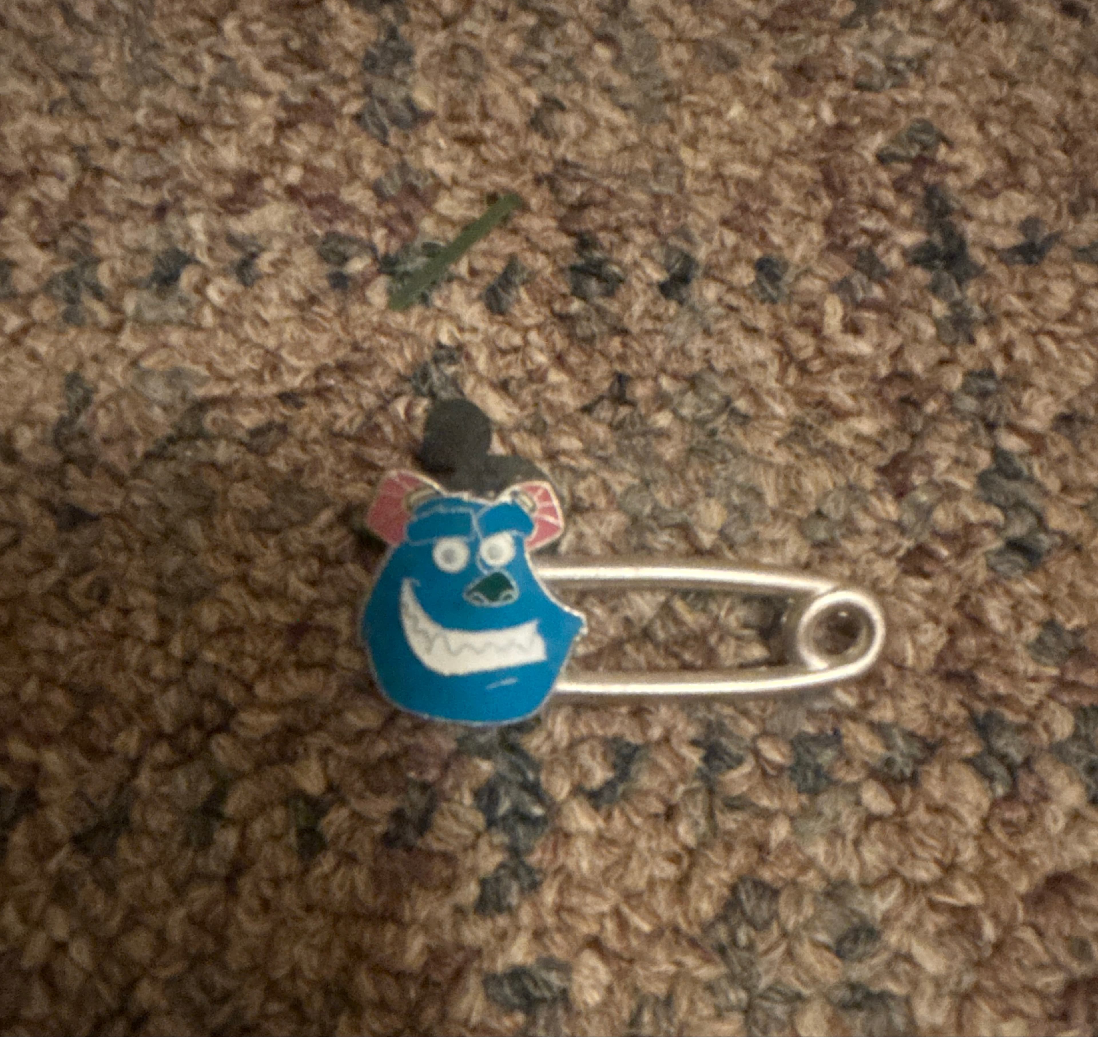 Monsters Inc Sully Face Safety Pin front