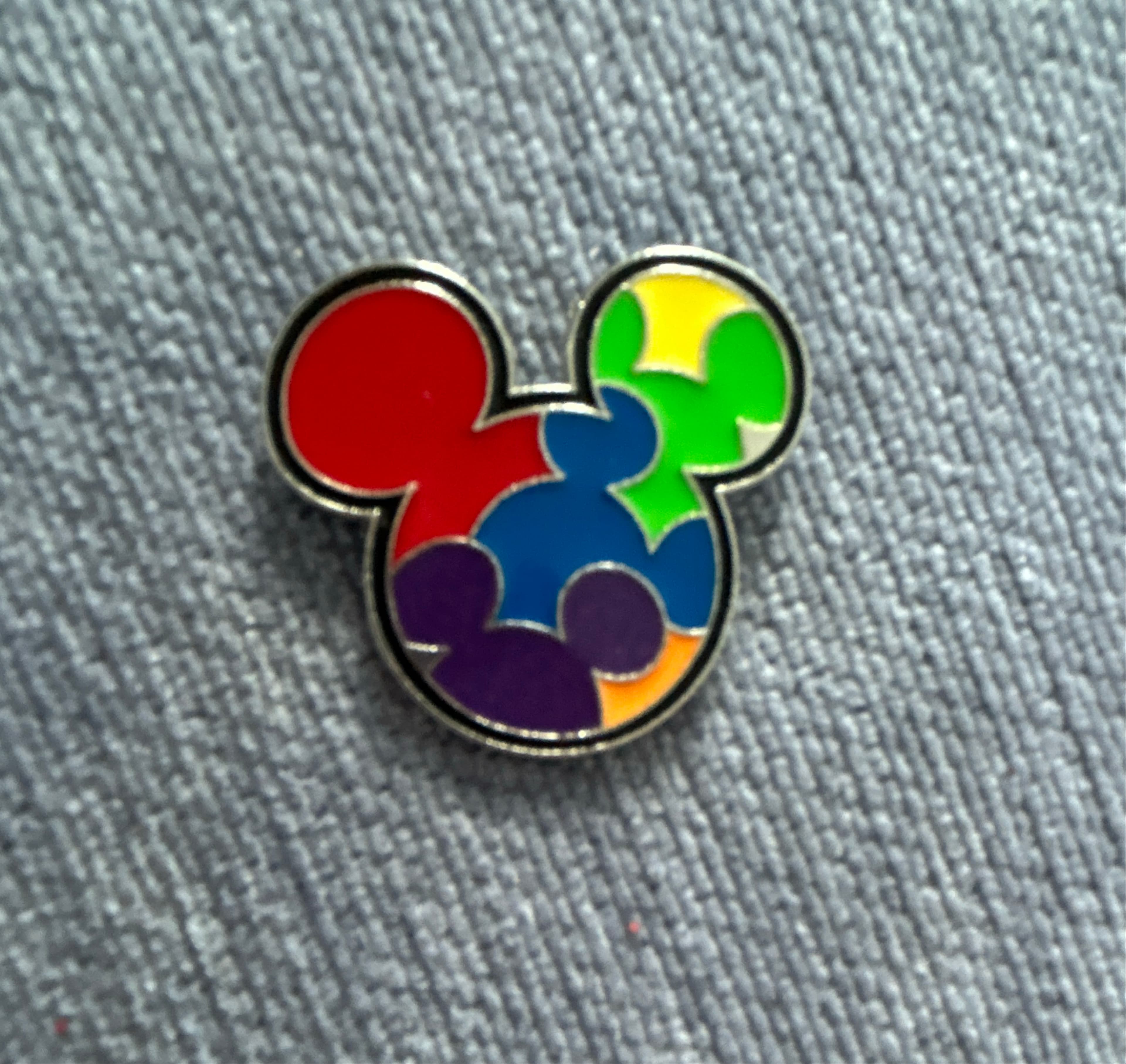 Colorful Mickey Head Rainbow Colors Trading Pin front