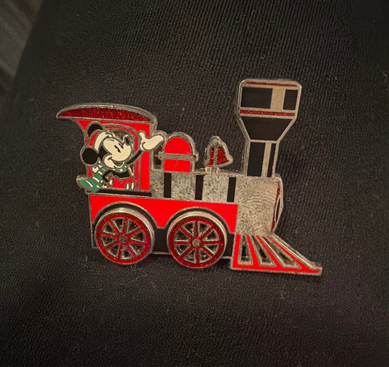 Mickey Mouse Holiday Train Pin front