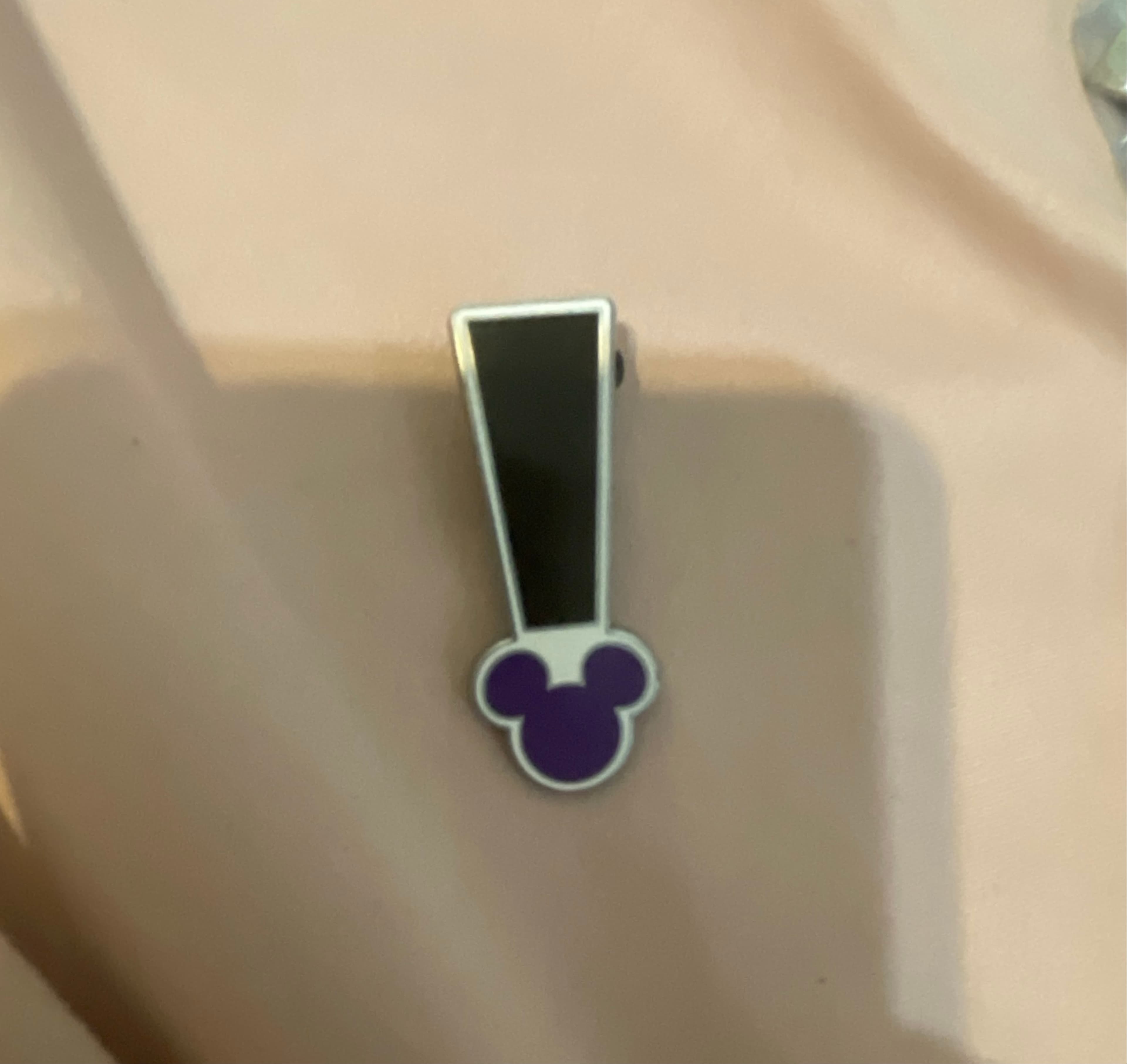 Black Exclamation Mark with Purple Mickey Head front