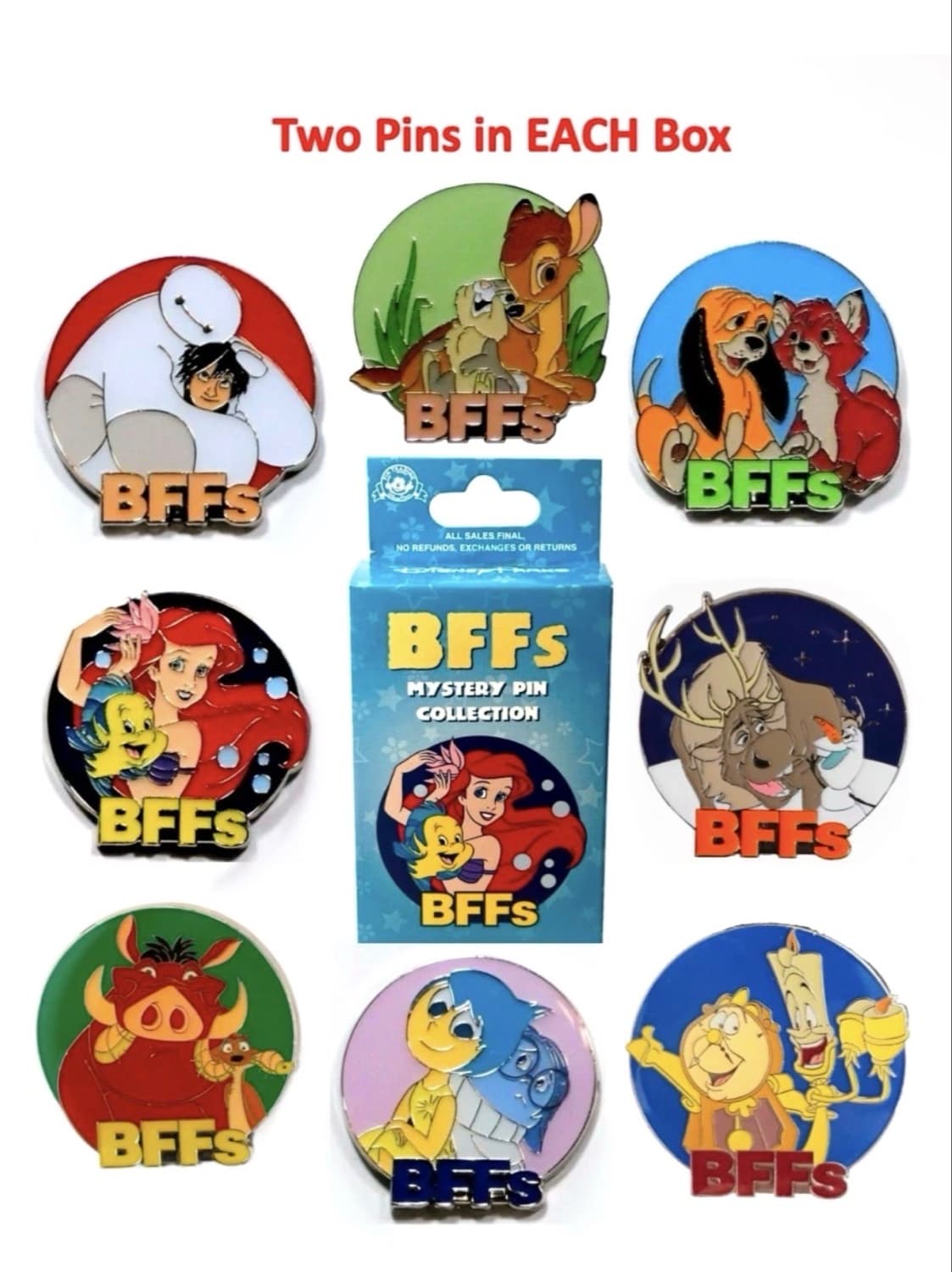 2017 Disney Parks Mystery BFFs Pin Set (2 pins per box) Unopened box front