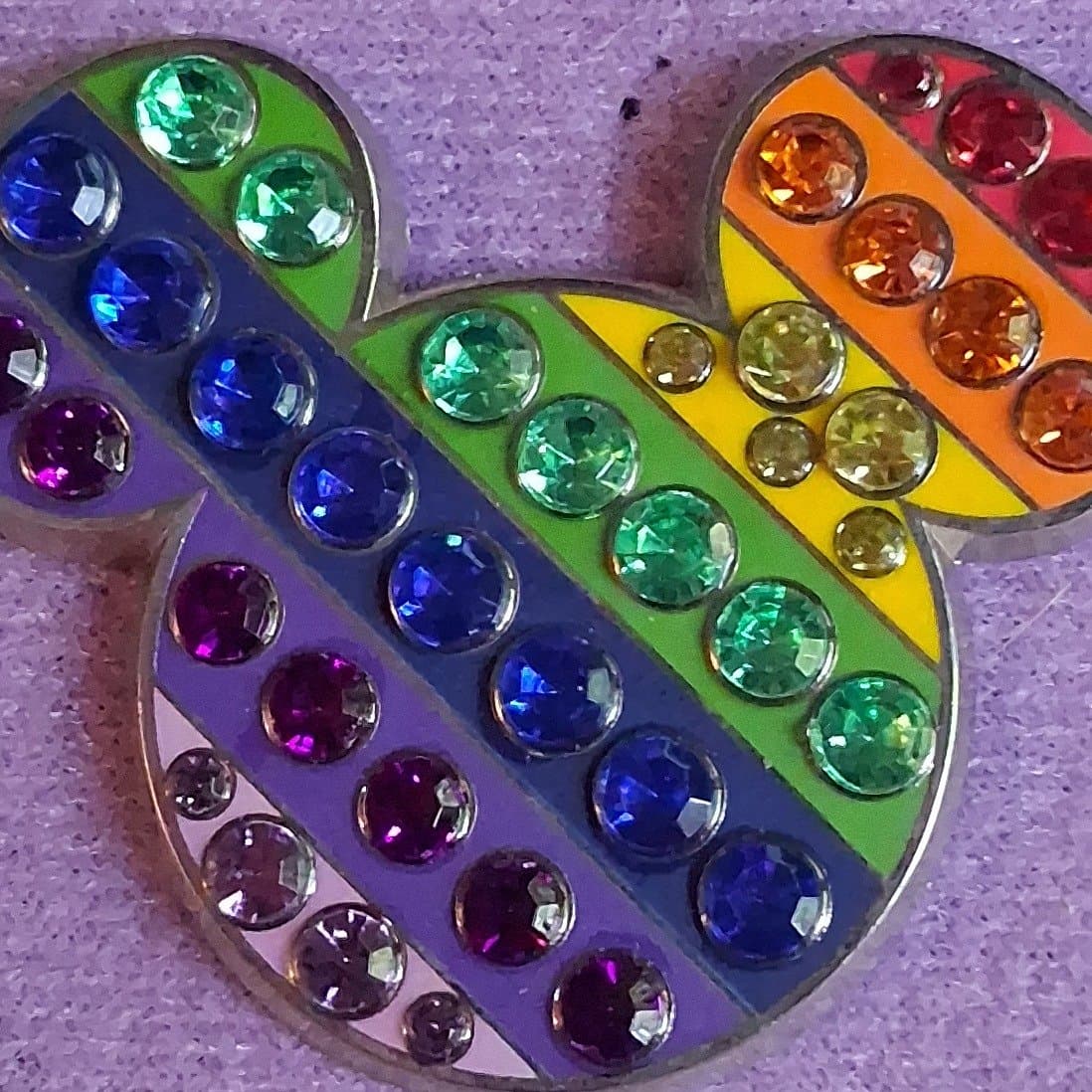 Mickey Mouse Icon Rainbow Jeweled Pride Pin front