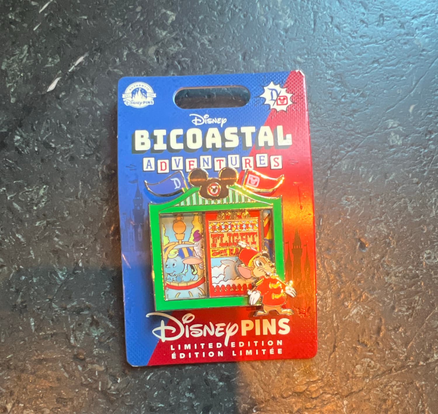 Limited Edition Bicoastal Adventures Dumbo the Flying Elephant Pin front
