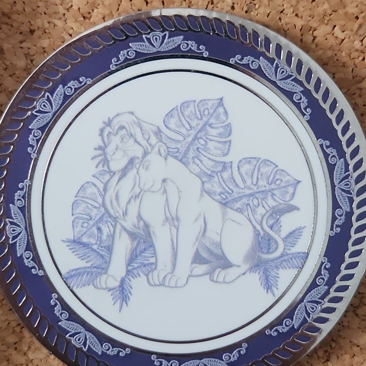 Simba and Nala Blue and White Plate Pin front