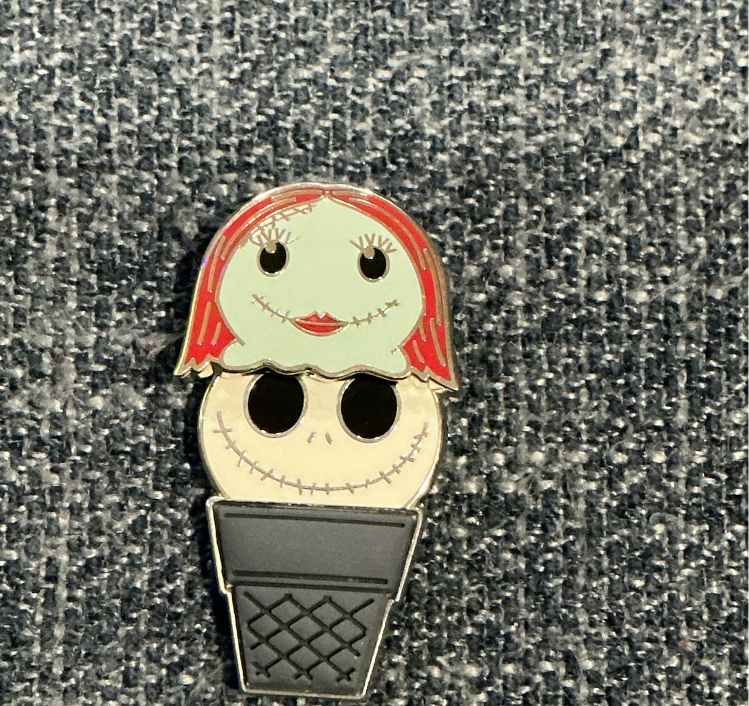 Jack Skellington and Sally Ice Cream Cone Pin front