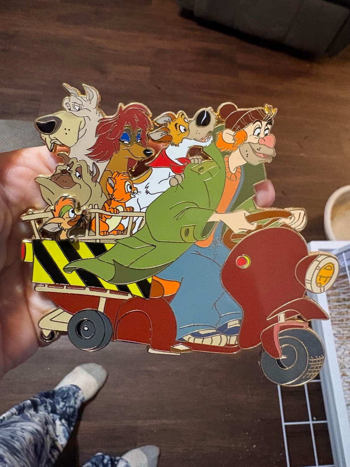 Oliver & Company Fagin and Gang on Scooter Fantasy Pin front