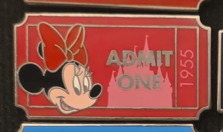 Disneyland Resort Admit One Ticket Mystery Pin Minnie Mouse front