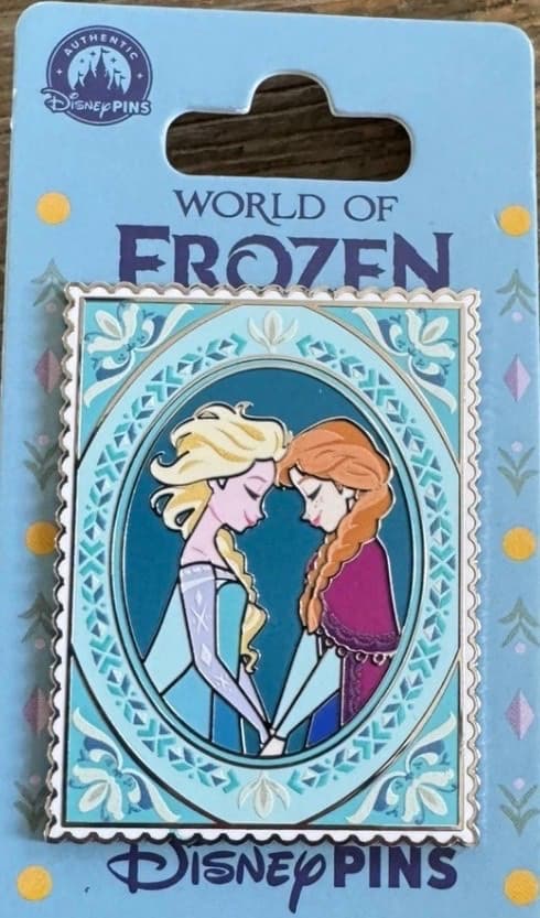Anna & Elsa Stamp Pin front