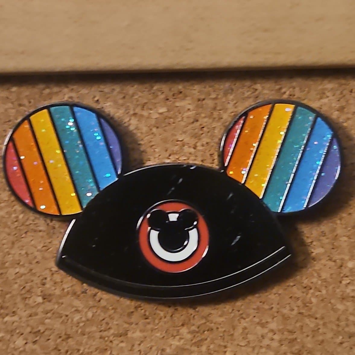 Mickey Mouse Icon Rainbow Glitter Pin front