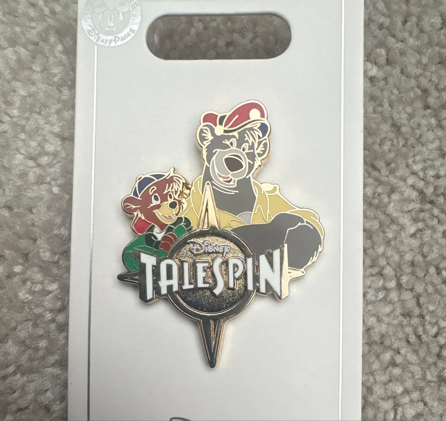 Talespin Baloo and Kit Cloudkicker Logo Pin front