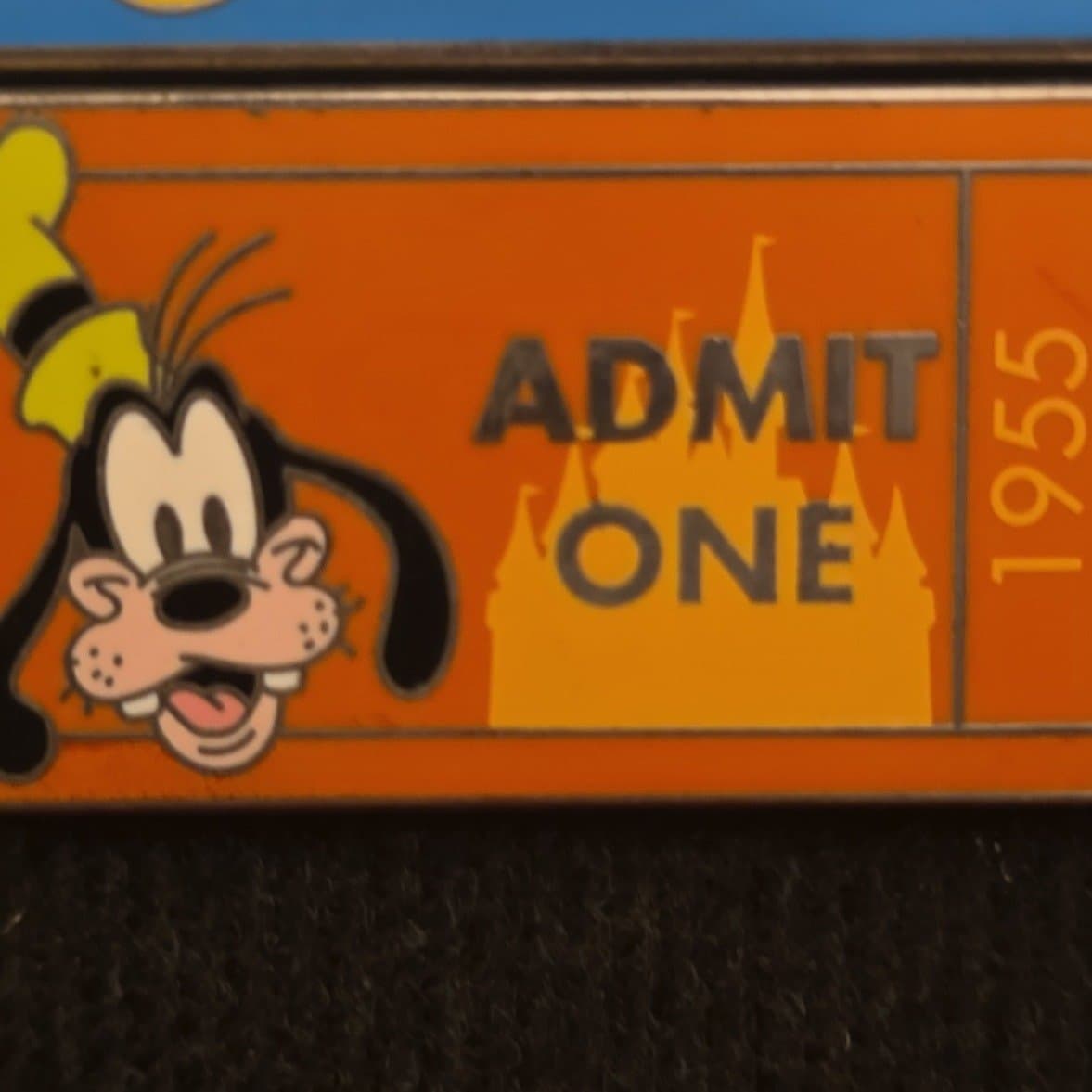 Goofy Admit One 1955 Disneyland Ticket Pin front
