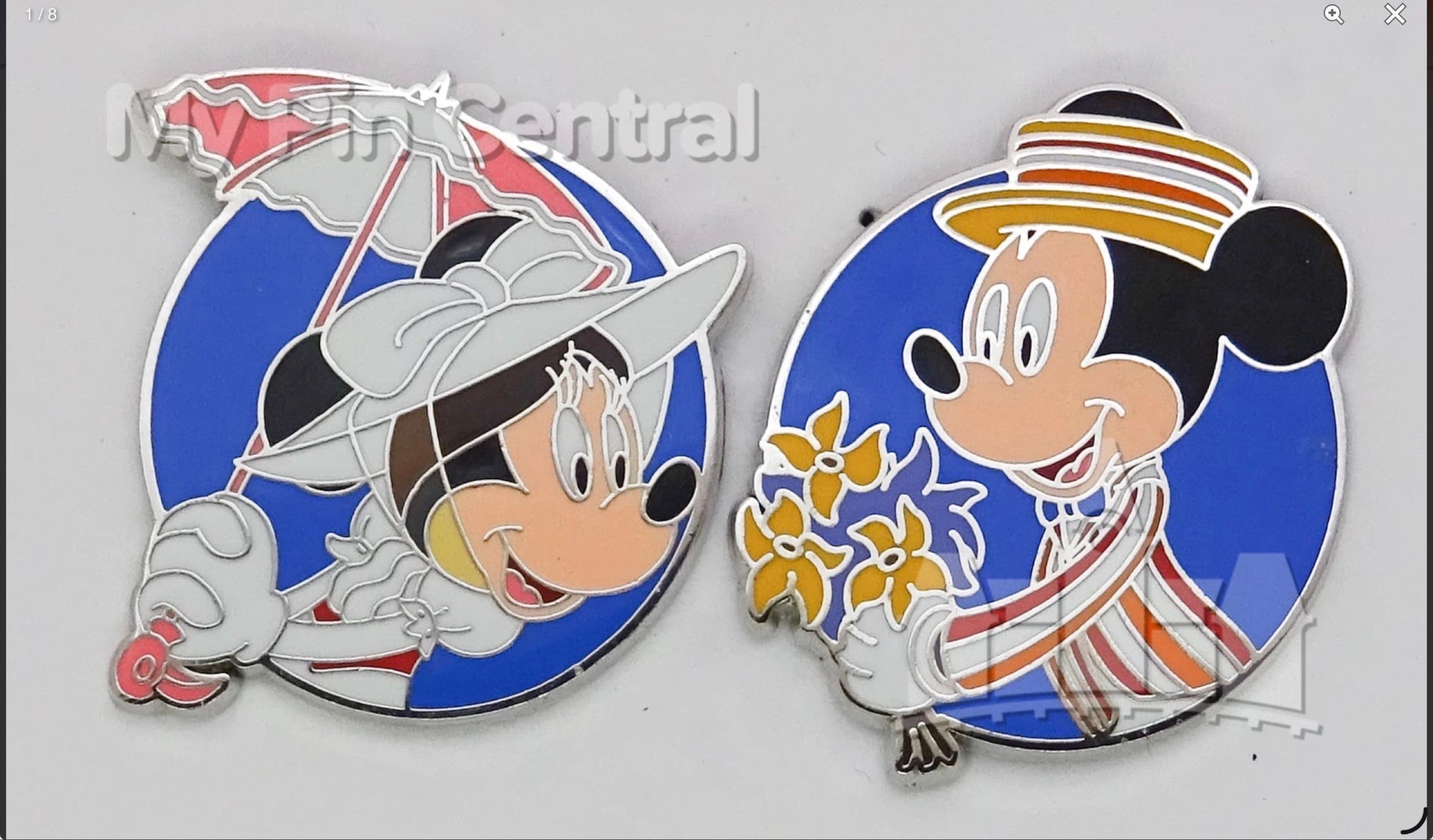 Mickey & Minnie as Mary Poppins & Bert Pin Set front