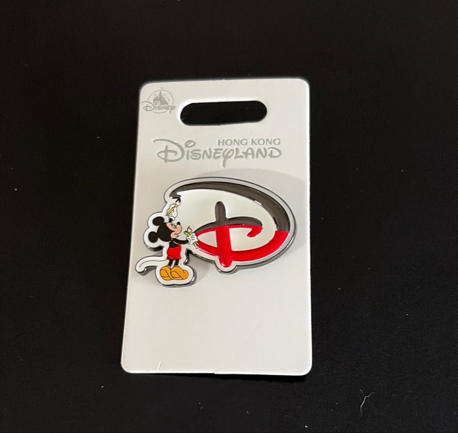 Mickey Mouse Painting Hong Kong Disneyland Logo Pin front