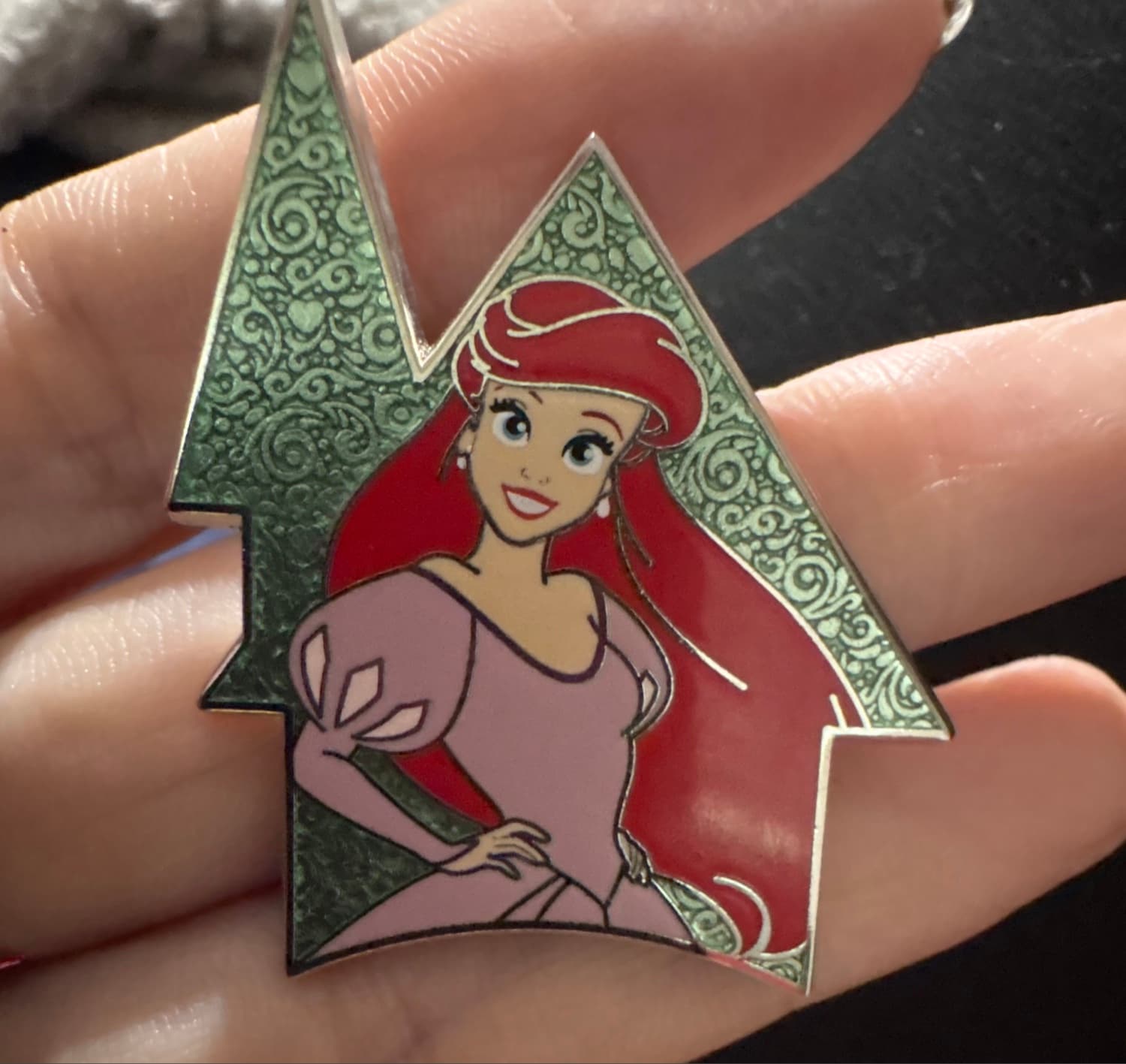 Ariel Princess Castle Pink Dress Booster Pin front