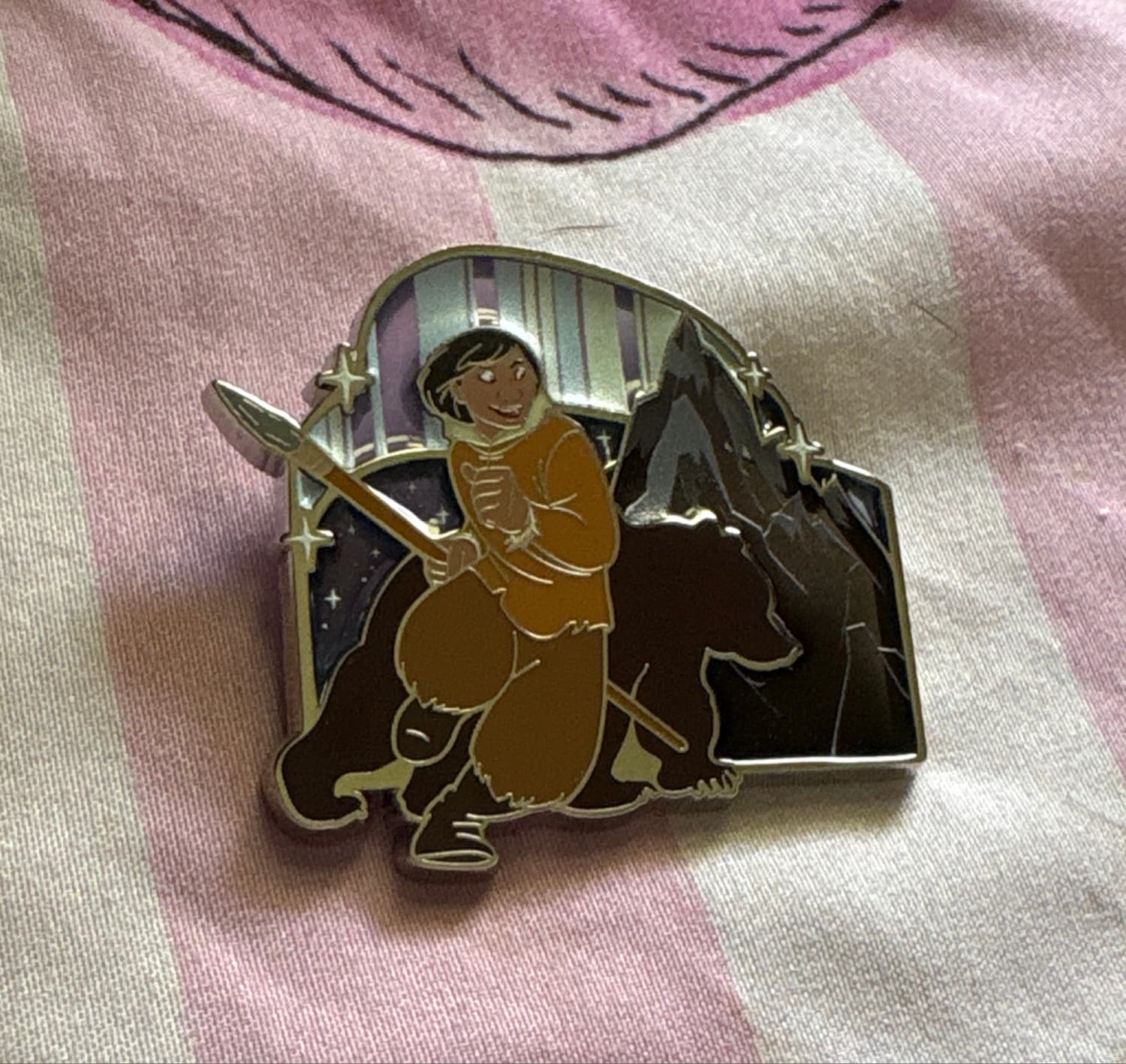 Disney Brother Bear Stained Glass Northern Lights Pin - Kenai & Koda front