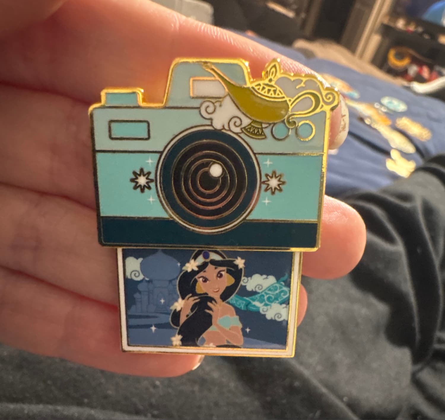 Disney Princess Camera Sliding Blind Box Enamel Pin - Jasmine front