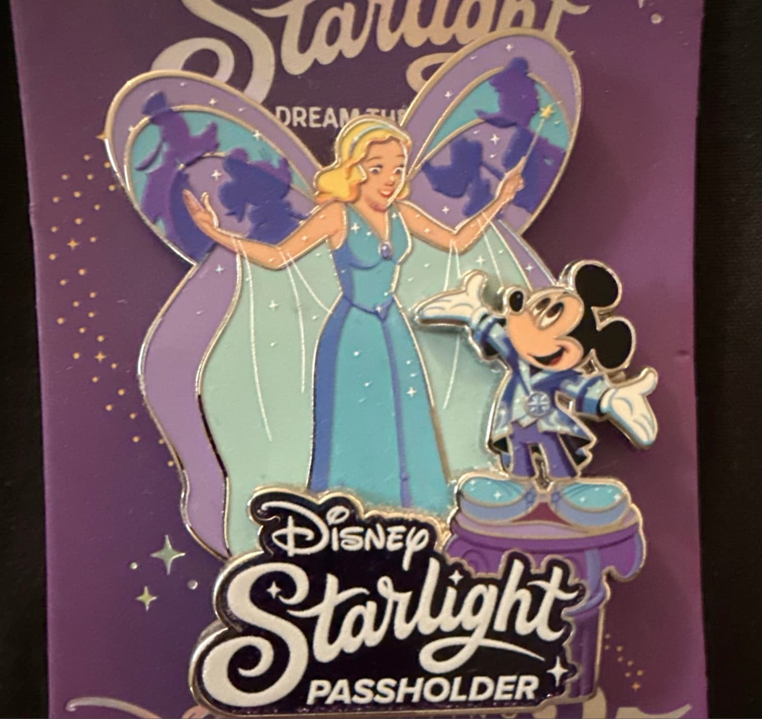 Disney Starlight Parade Blue Fairy Annual Passholder Pin with Mickey front