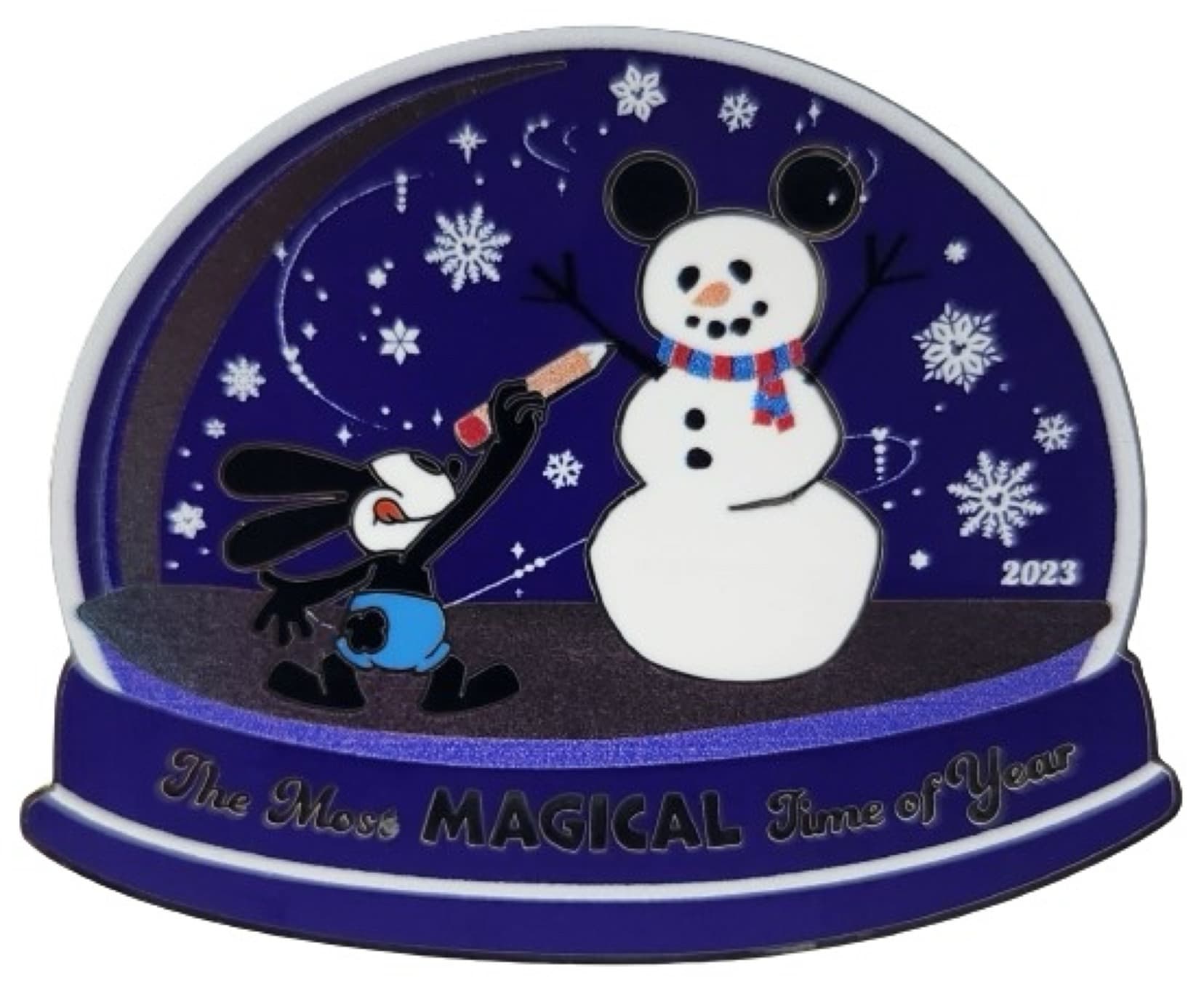 Oswald the Lucky Rabbit Drawing Snowman Snow Globe - The Most Magical Time of Year 2023 front