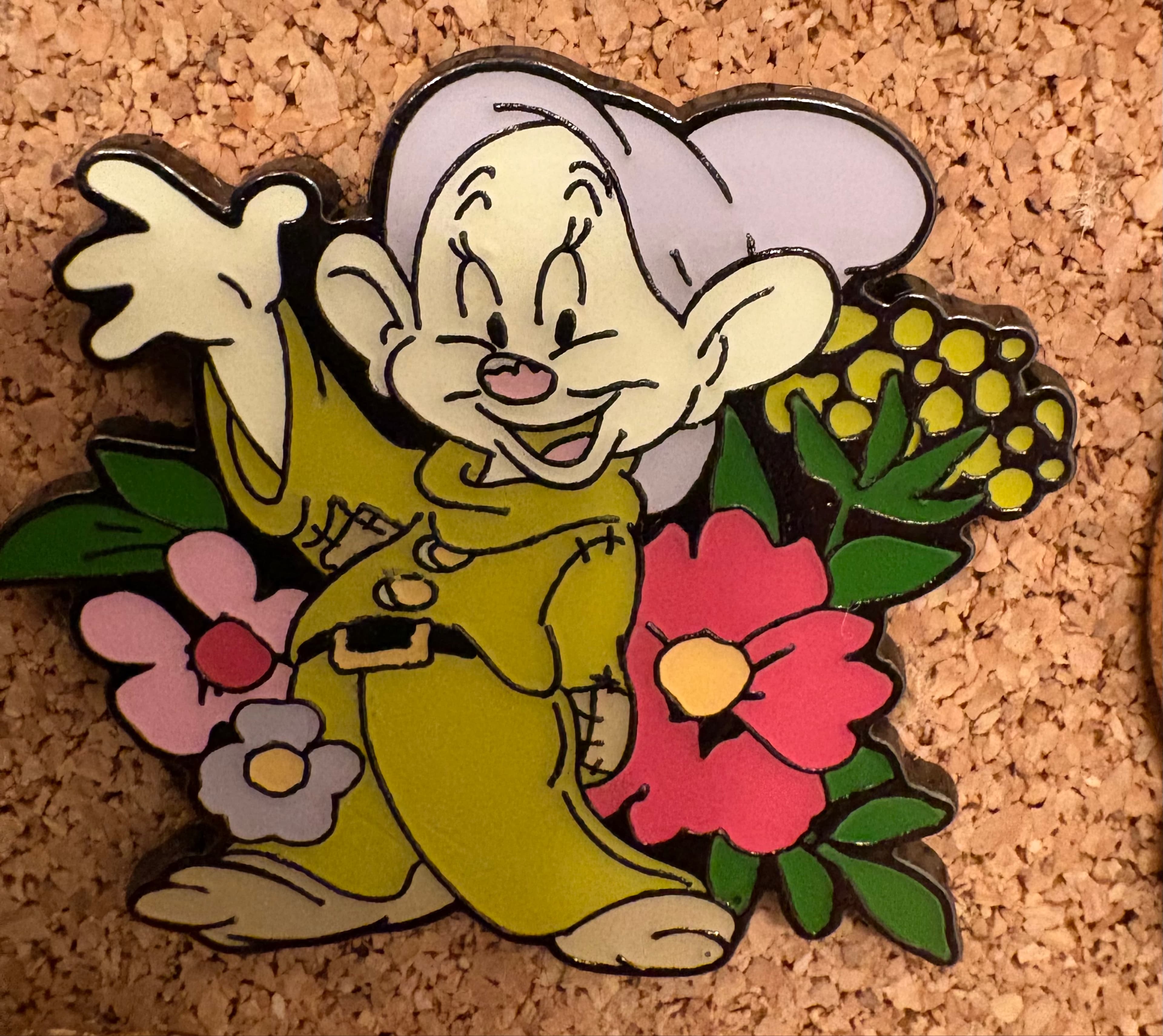 Dopey Princess Series Snow White Floral Enamel Pin front