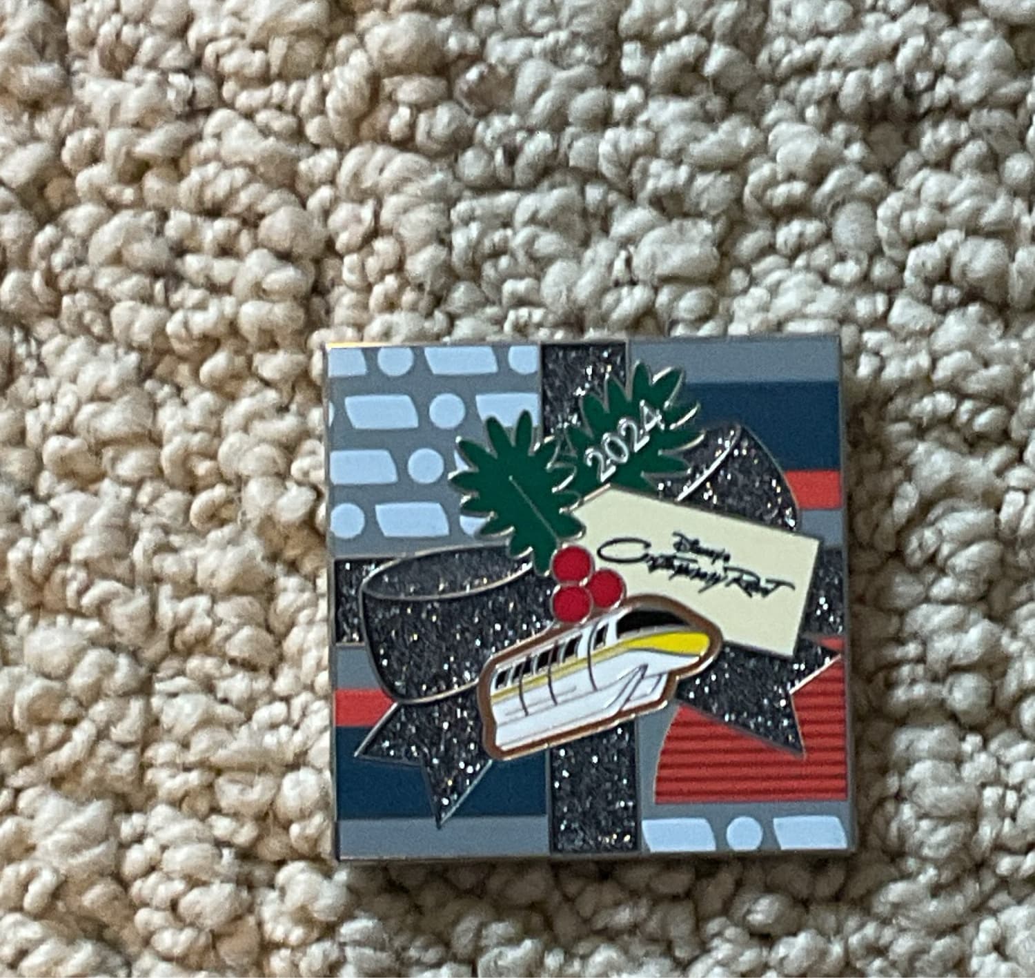 Disney's Contemporary Resort Holiday Present Pin 2024 front