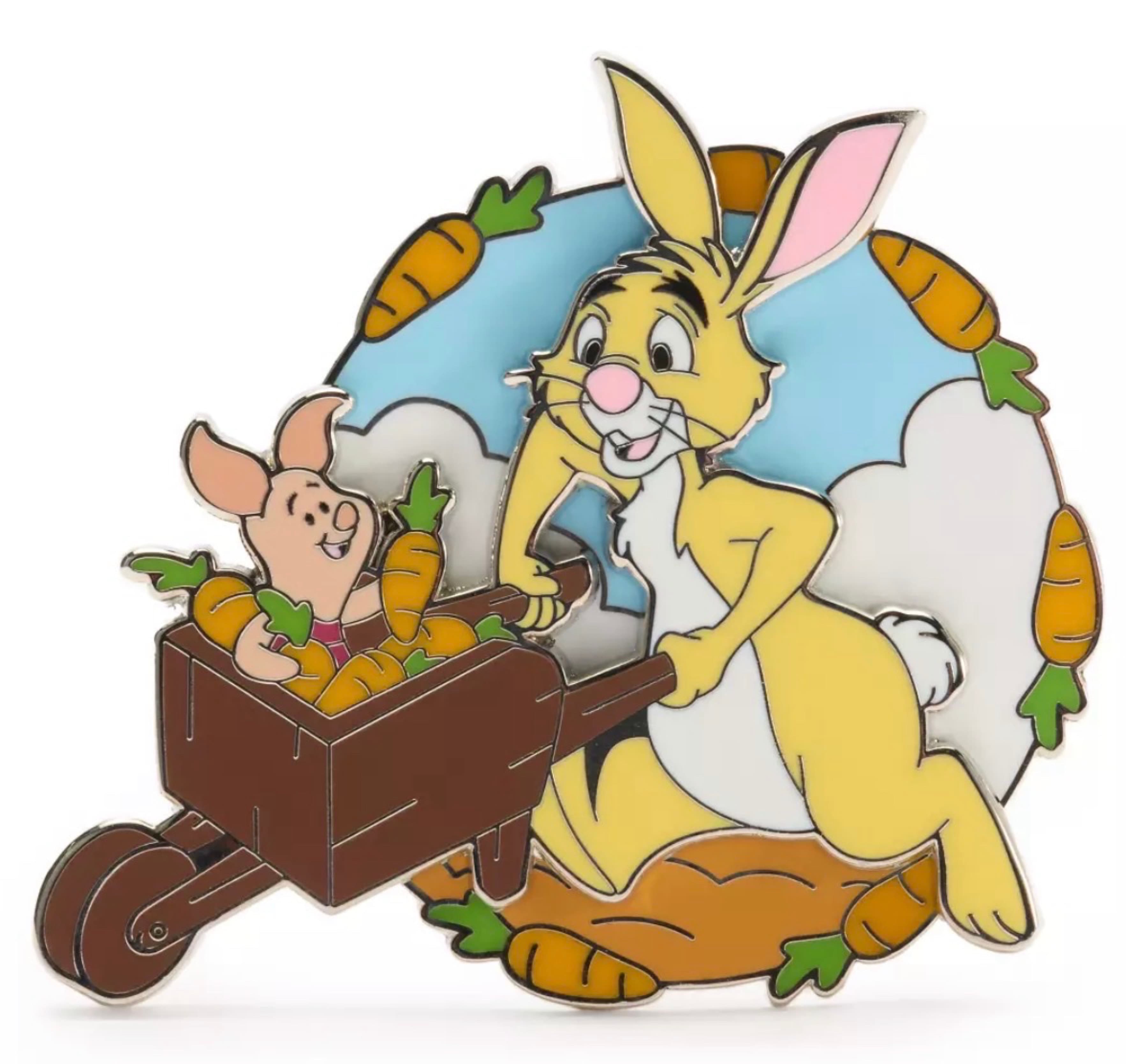 Rabbit and Piglet with Wheelbarrow and Carrots front