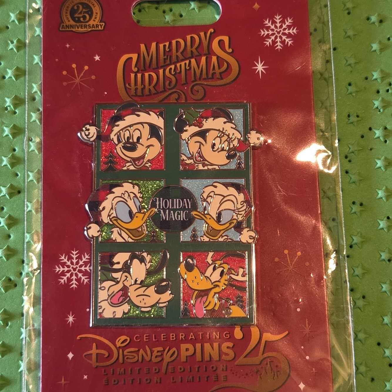 Mickey and Friends Holiday Magic Merry Christmas 25th Anniversary Pin Trading Limited Edition Pin front