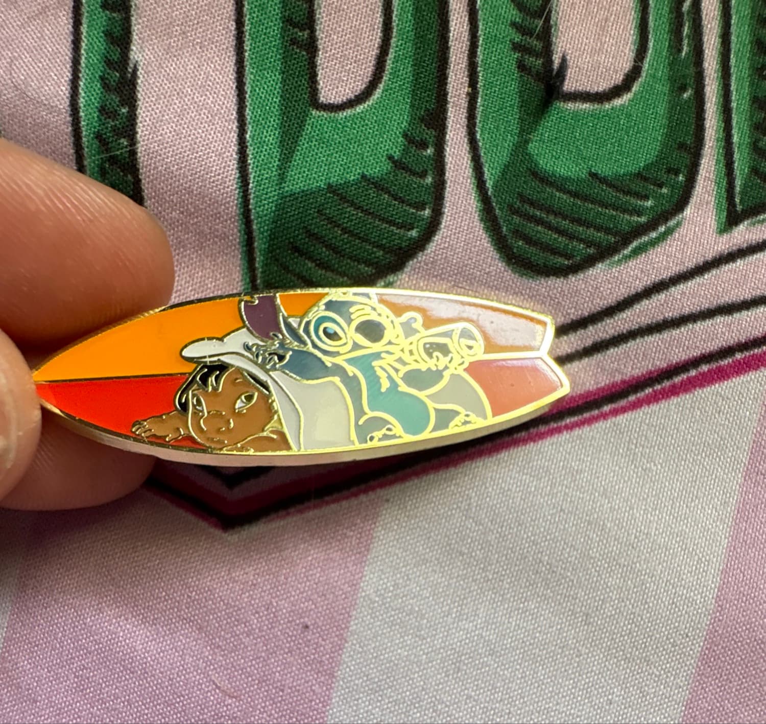 Lilo and Stitch Surf Board Beach Sun Enamel Pin front