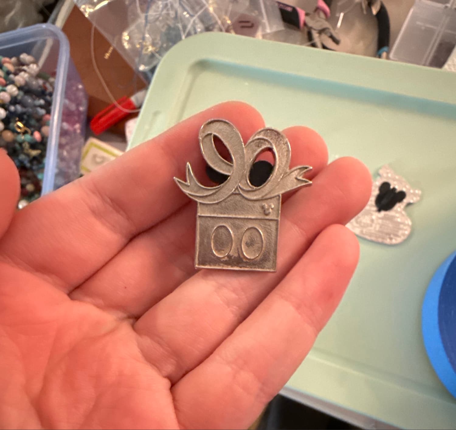 Mickey Mouse Gift Box with Bow Hidden Mickey Pin front