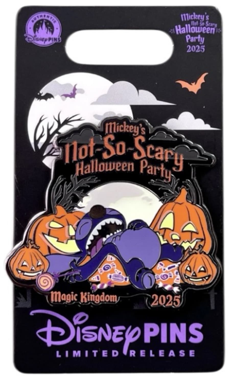 Disney Parks 2025 Mickey’s Not So Scary Halloween Party Stitch Pumpkin Pin front