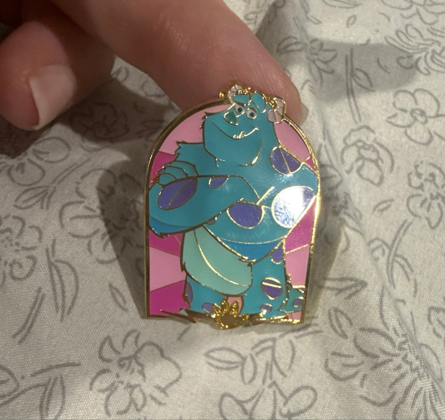 Monsters Inc: Sulley Stained Glass Pin - Pink a la Mode PALM front