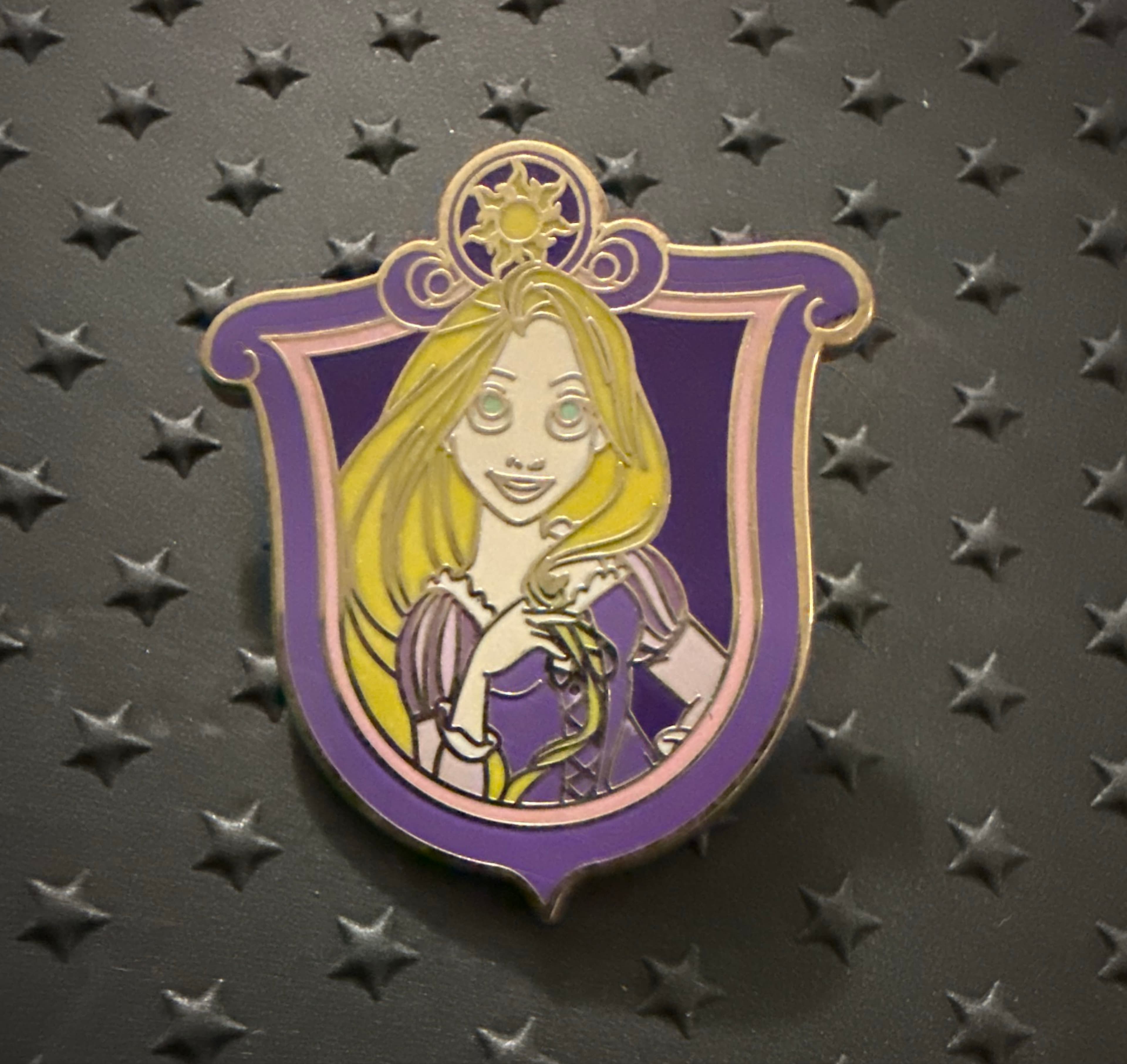 Rapunzel Princess Crest Shield Hidden Mickey Pin front