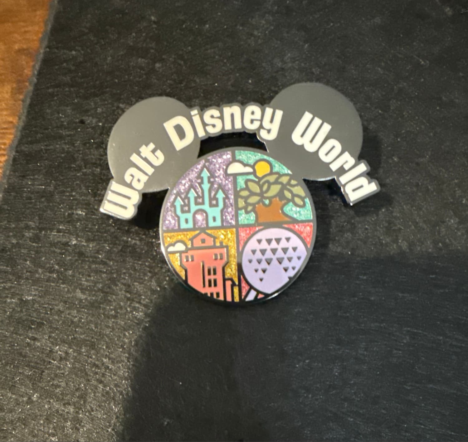 Walt Disney World Four Park Icons Glitter Pin front