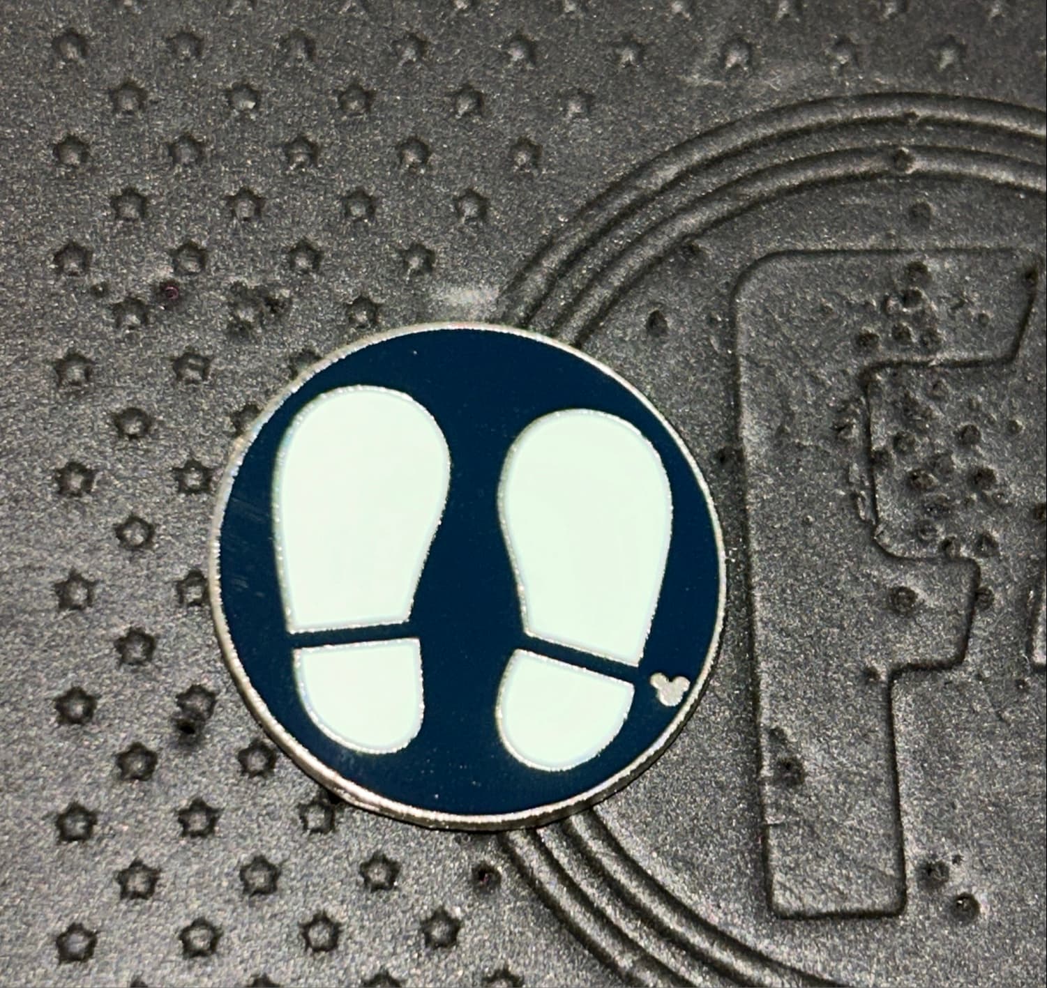 Mickey's Feet Blue Footprints Hidden Mickey Pin front