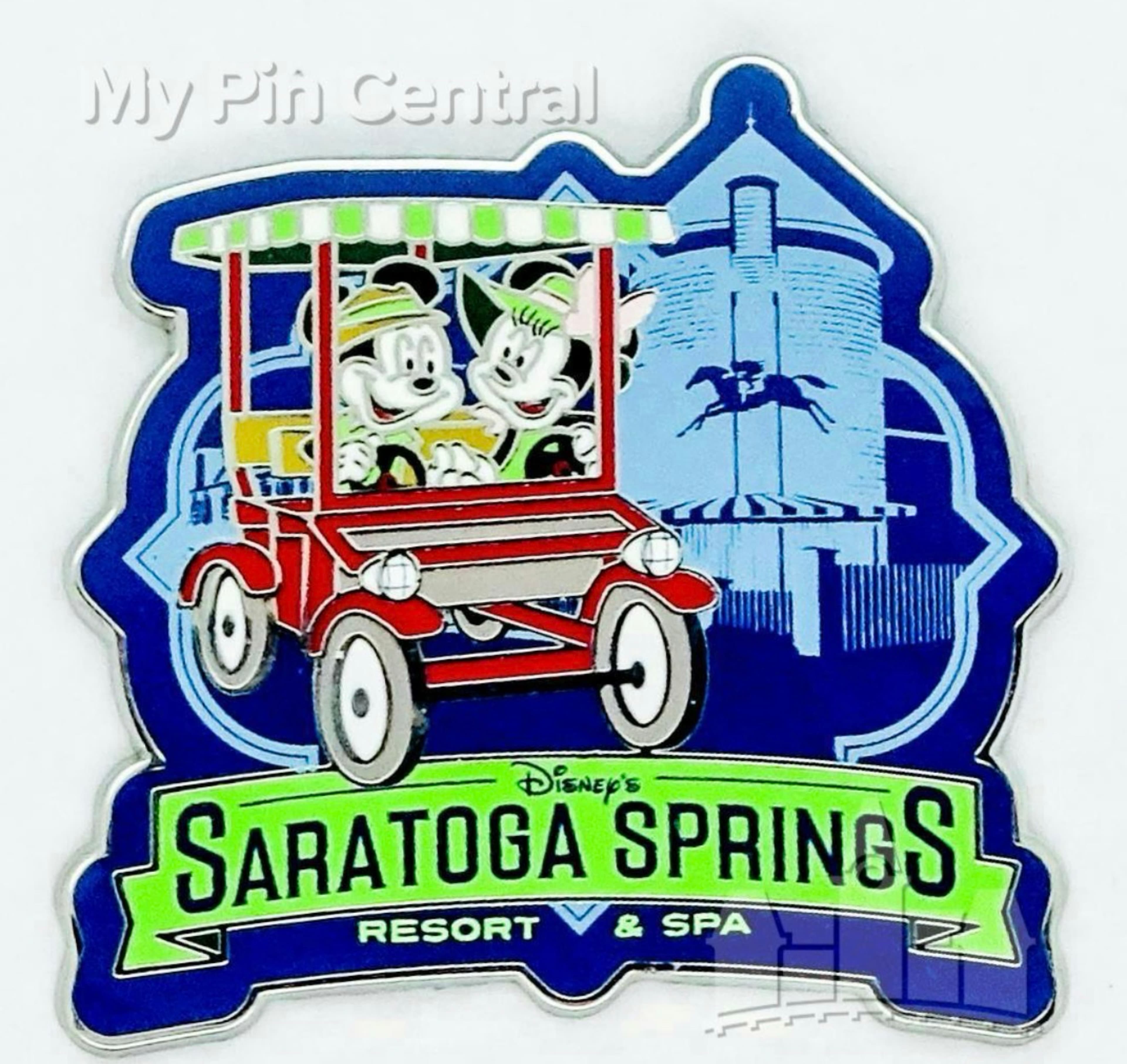 Mickey and Minnie Driving Vintage Car at Saratoga Springs Resort & Spa Pin front