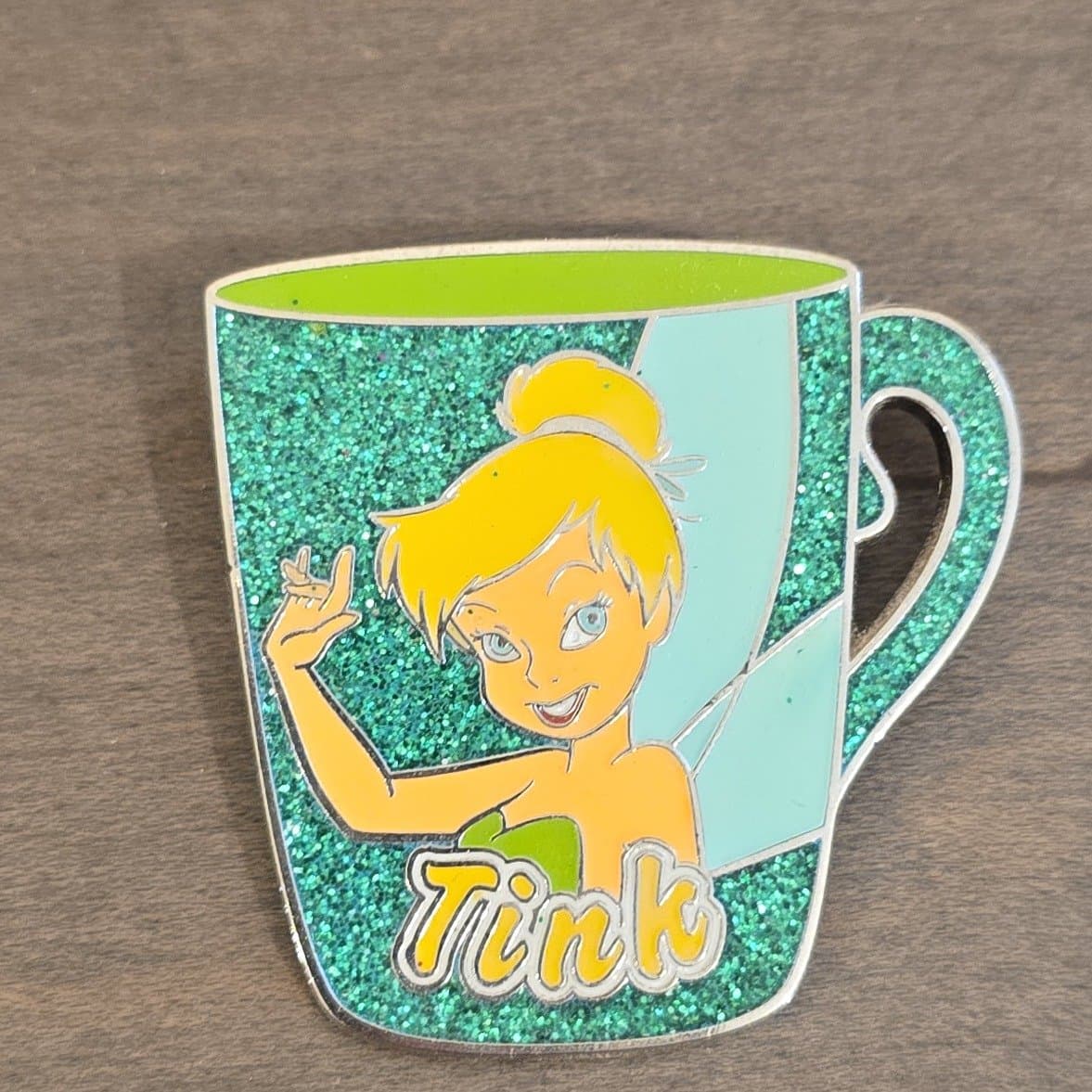 Tinker Bell in Green Glitter Mug with 'Tink' front
