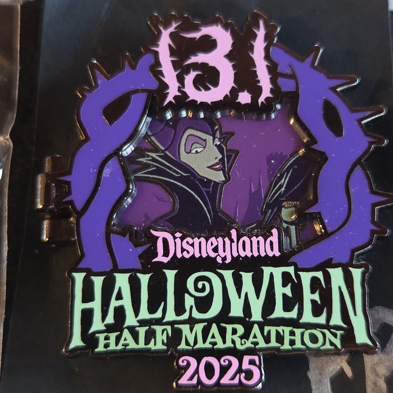 Disneyland Resort runDisney Halloween 2025 Half Marathon Maleficent Pin front