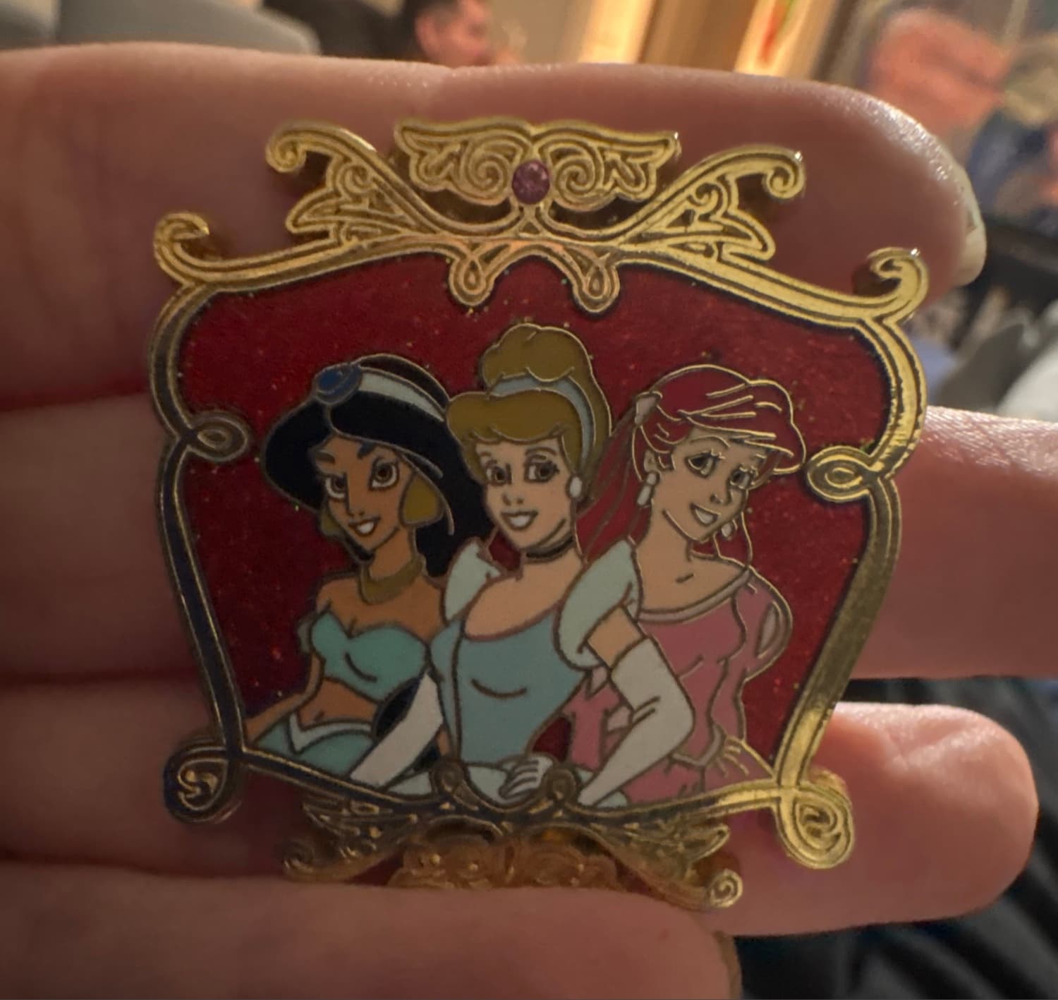 Disney Pin Princess Jasmine Cinderella Ariel Royal Frame Crest front