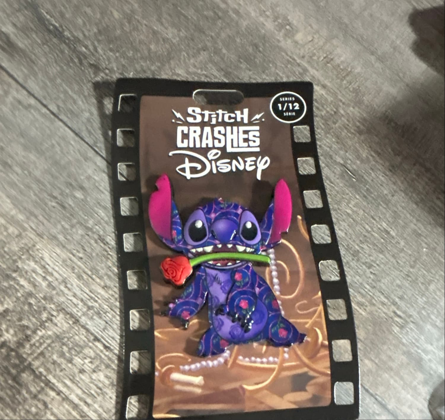 Stitch Crashes Disney - Beauty and the Beast Pin front
