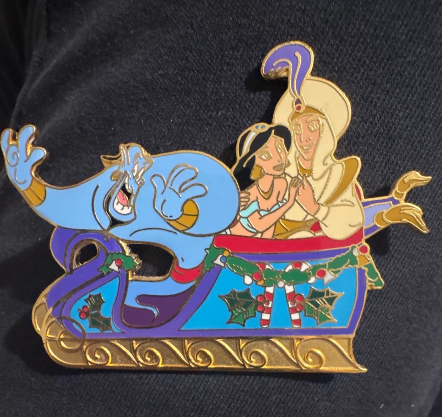 Disneyland Resort Aladdin Christmas Parade Sleigh Float Pin front