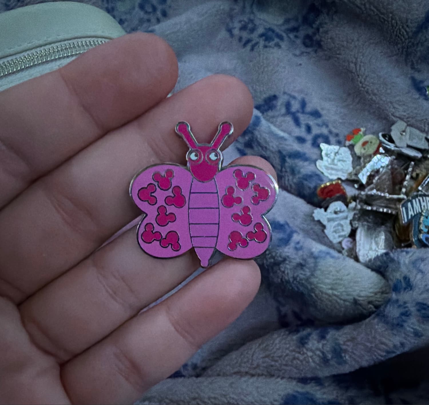 Pink Butterfly Hidden Mickey Pin front