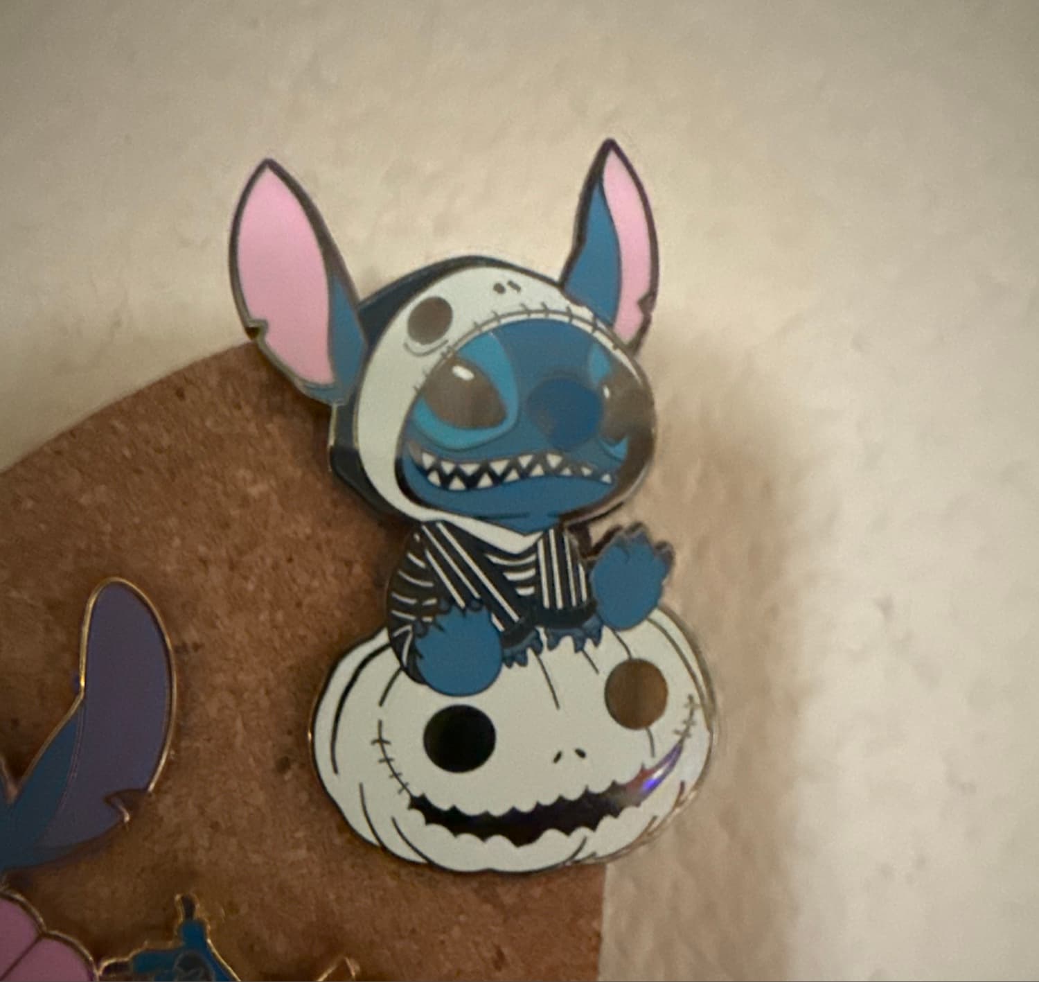 Stitch as Jack Skellington on Pumpkin Crossover Pin front