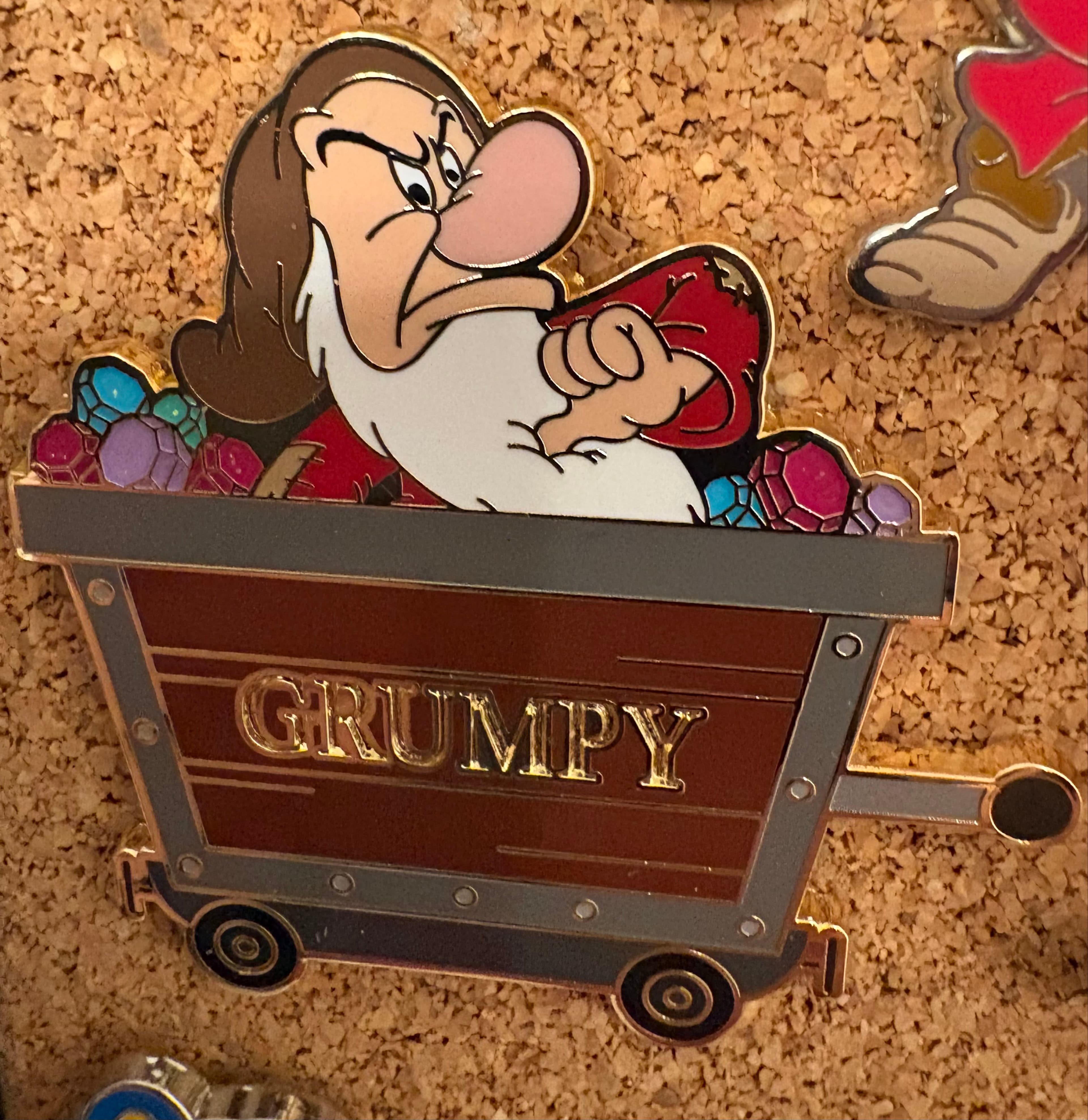 Monogram Grumpy Mine Cart Pin front