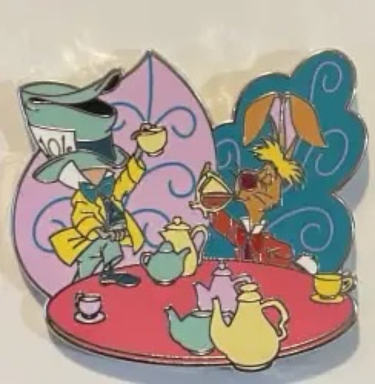 Mad Hatter and March Hare Tea Party Pin - Alice in Wonderland front