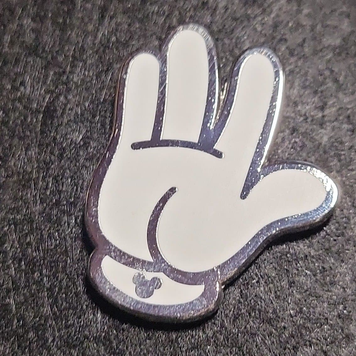 Mickey Mouse Glove Waving Hand Hidden Mickey Pin front