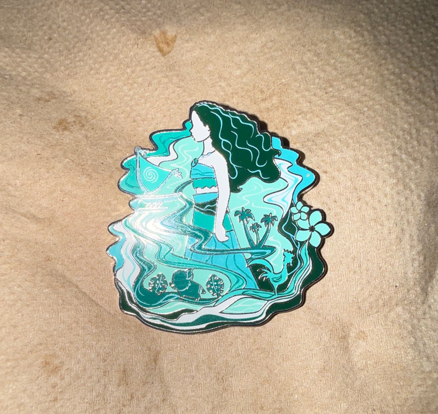 Disney Princess Scenic Enamel Pin, Moana, Monochromatic, Teal front
