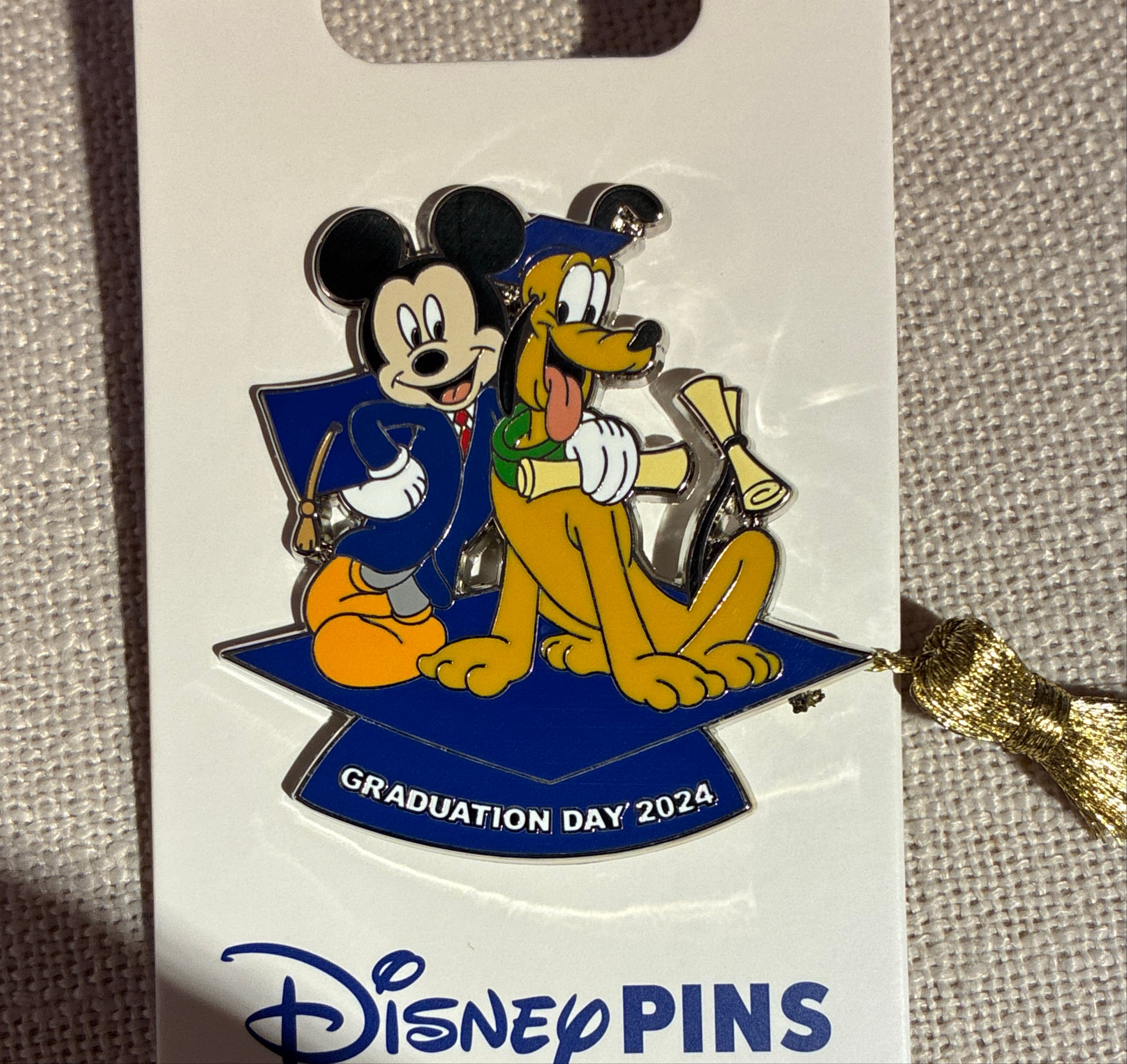 Mickey Mouse and Pluto Graduation Day 2024 Pin front