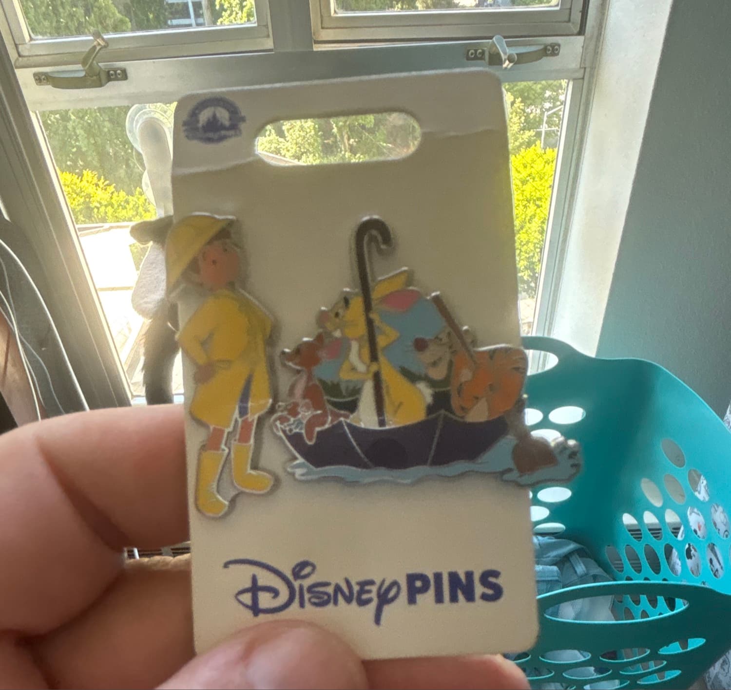 Winnie the Pooh and Friends Rainy Day Umbrella Boat with Christopher Robin Pin front